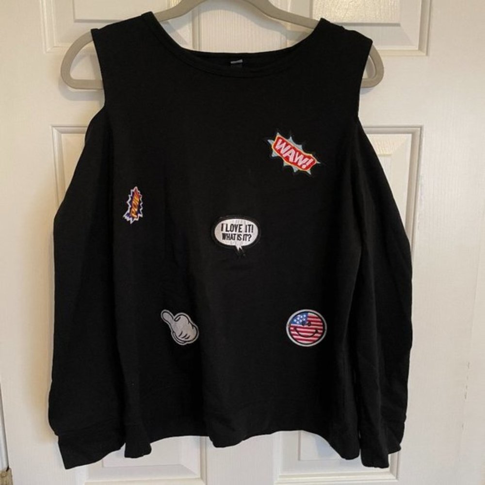 Cold Shoulder Sweater with Patches